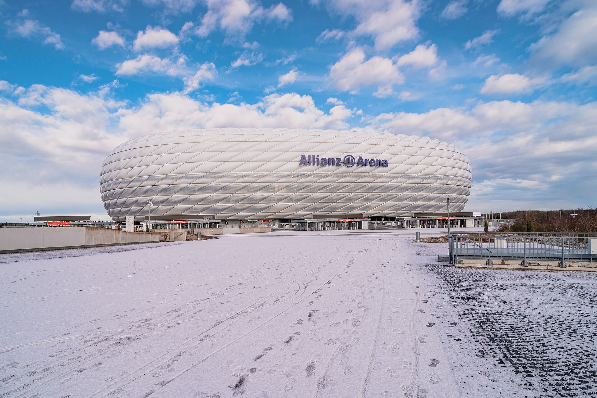 The Allianz Arena in snow