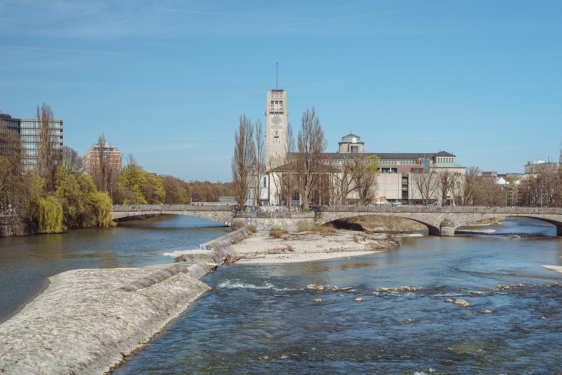 The Deutsches Museum on its island in the Isar